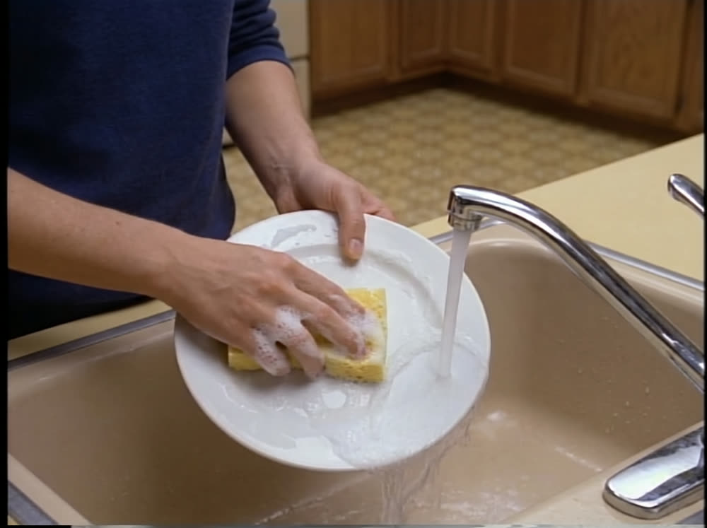 The Helping Hand washing dishes
