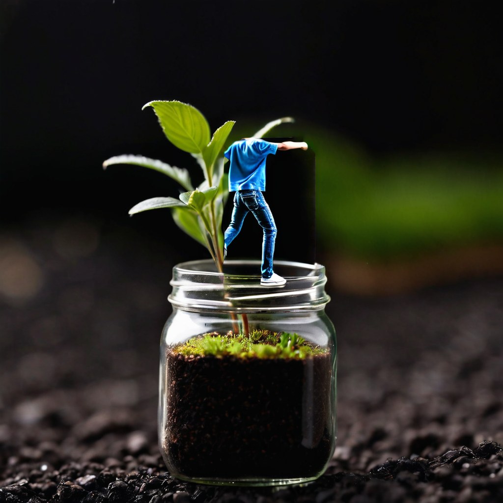 A miniature garden home inside a mason jar